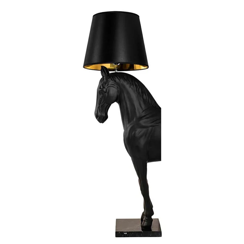Nordic Denmark Retro Puppy Floor Lamp Decoration Resin Horse Post Lantern Lobby Loft Horse Standing Lights