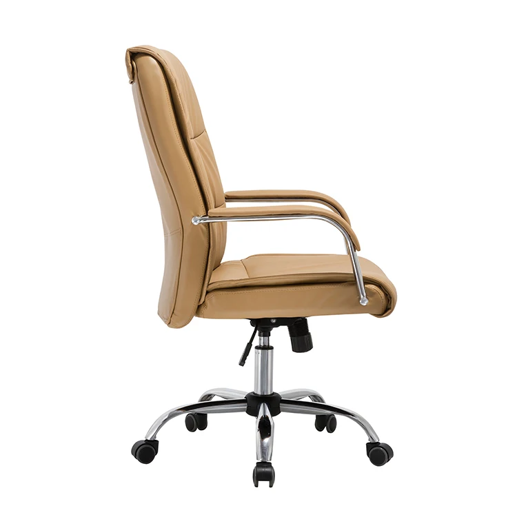 Ergonomic Hot cheap PVC Swivel Office Chair chromed armrest with soft PVC pad
