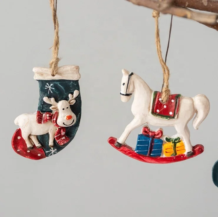 Christmas Stocking Sleigh Ornaments Horse Christmas Socks Elk Tree Decoration Pendants Gift Souvenir Metal Christmas Ornaments