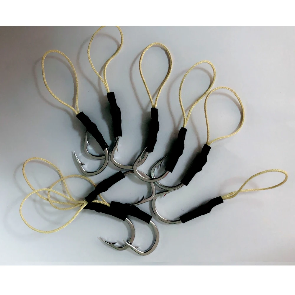 Wholesale Fishing Tackle 1/0 2/0 3/0 4/0 5/0 6/0 7/0 8/0 9/0 10/0 10827 Hook with Dyneema Line Assist Jig Hook