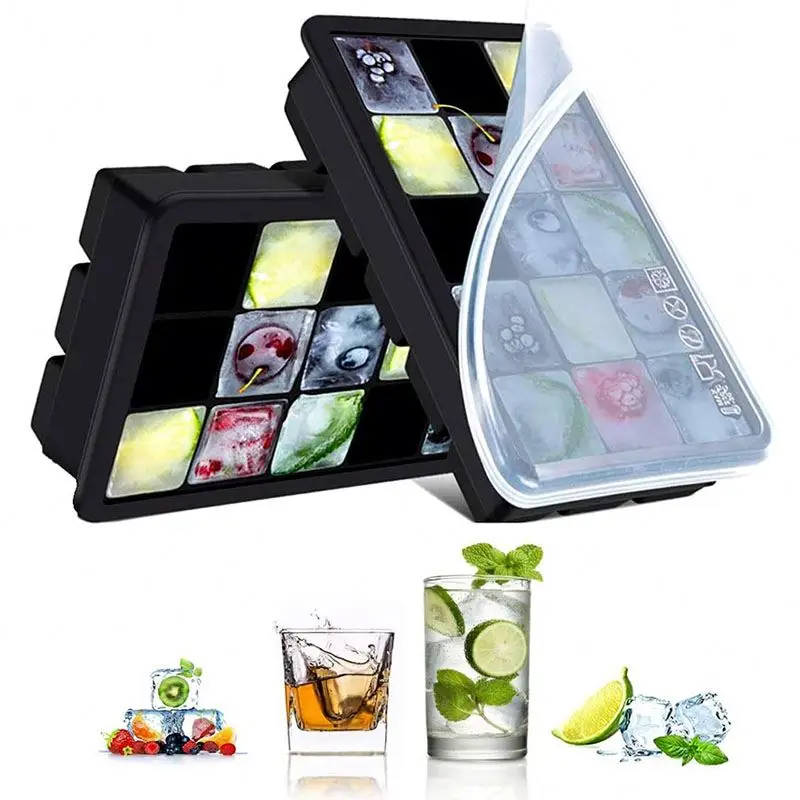 Silicone Ice Cube Tray 15 Cavity Square Ice Mold Freeze Mould Ice Cream Maker For Drinks Beverage