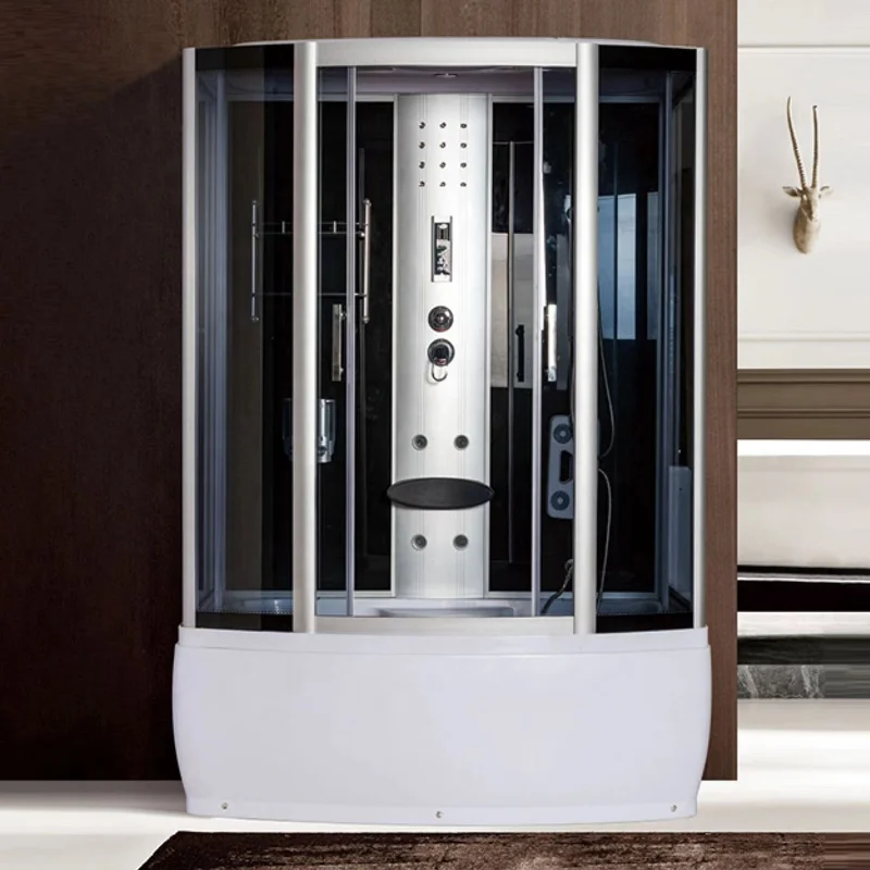 2023 Luxury Multi-functional shower cabin with bathtub 5MM black glass enclosed shower room