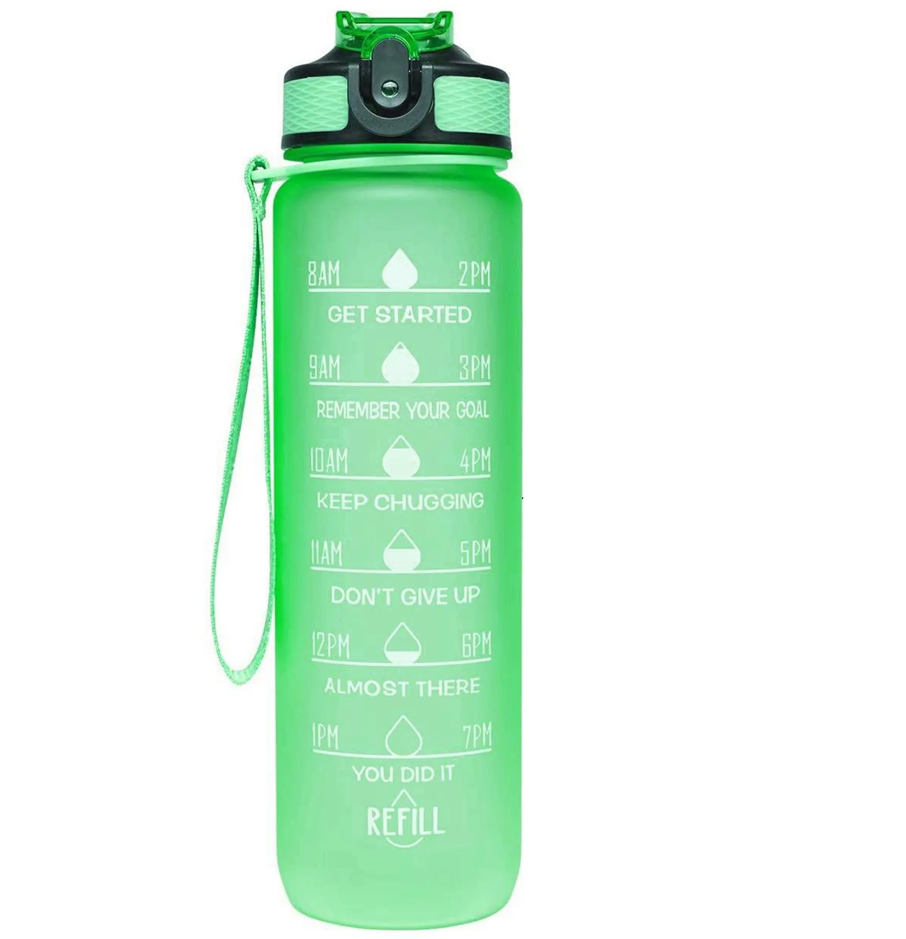 1 Litre Tritan Plastic Sport Drinking Bottle 100% BPA security Tritan Leak-proof Motivational  Water Bottle with time markings