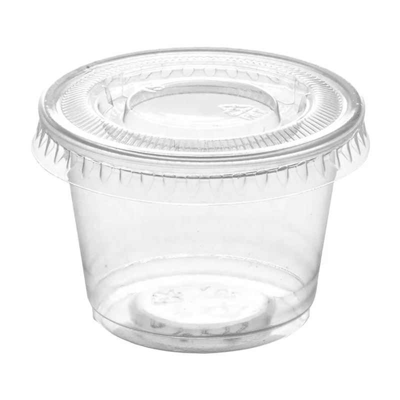  1 oz Plastic Portion Cups With Lids Condiment Sauce