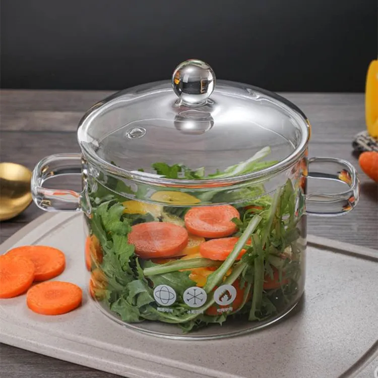 Factory Direct transparent Heat resistance high borosilicate Glass cooking pot