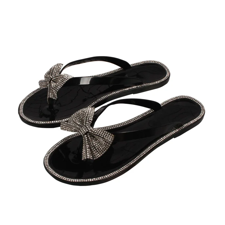 2021 Hot Sales Rhinestone Butterfly Bow Sandals Diamond Slippers Glitter Stone Women Slides Bow Brazil Flip Flop