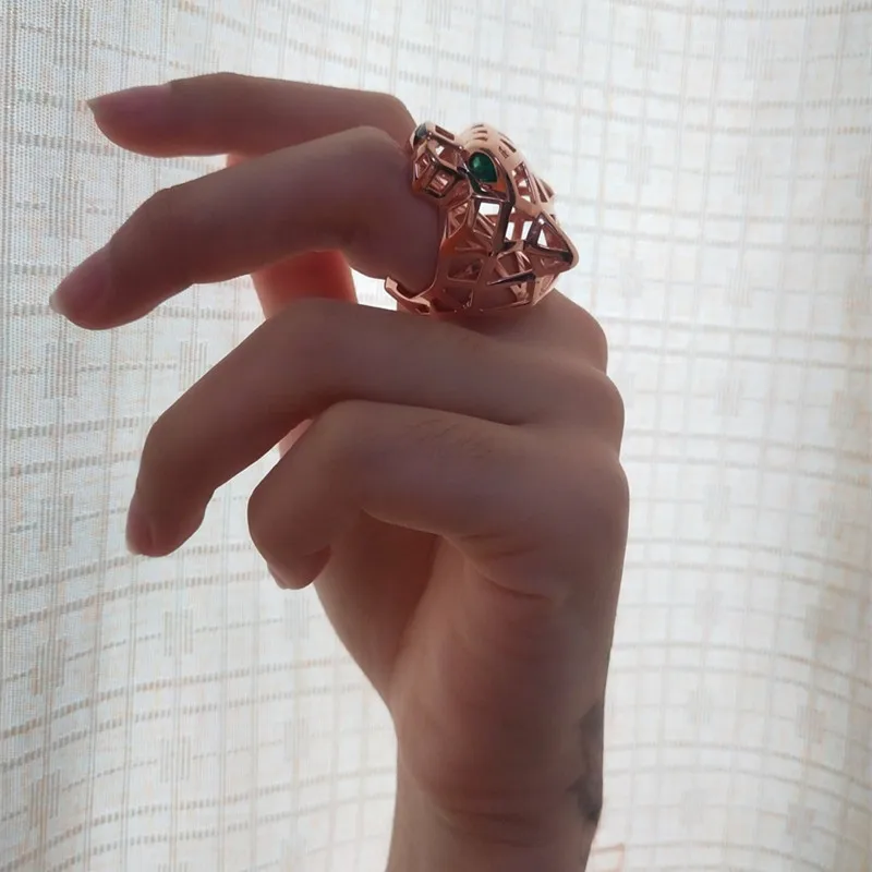 MA YIN FANG anillo leopardo plata 925 chapado anillo de plata de ley women 18k rose yellow gold plated 925 silver leopard ring