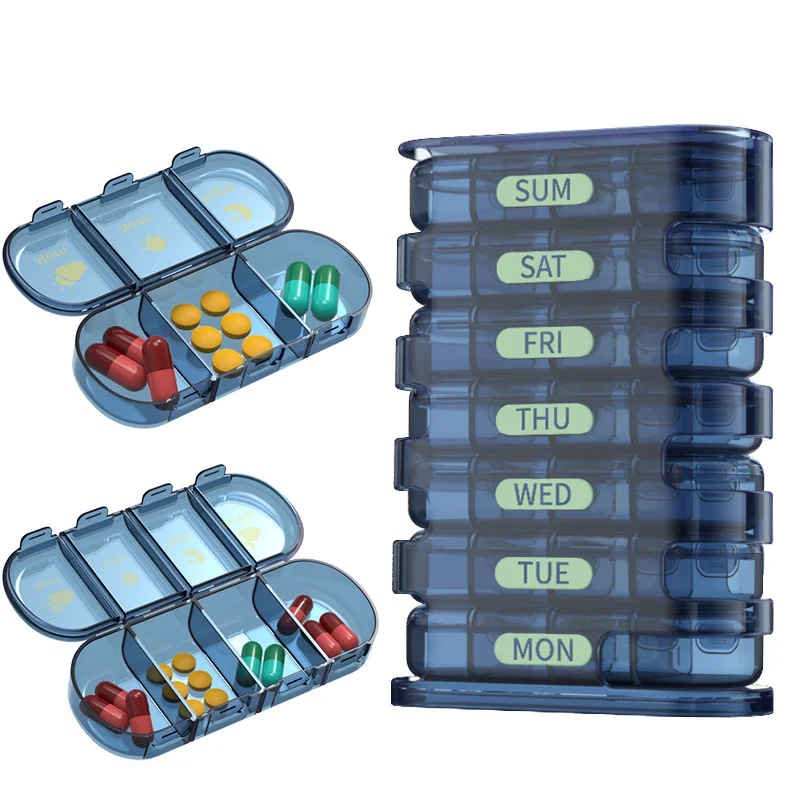 large 28 compartment 4 times stackable small pills box 28 slot 7 days organiser medicinebox 7 days plastic pill boxes 7days