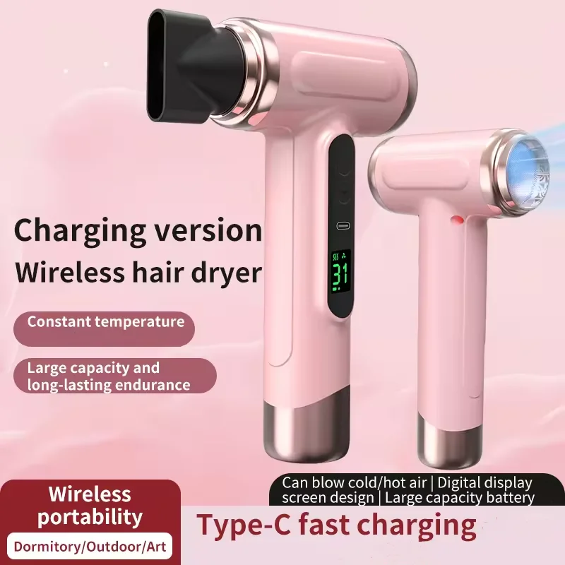 High-Power Household Hair Dryer with Fast Drying and Negative Ion Foldable Wind Tube for Students and Dormitory Use
