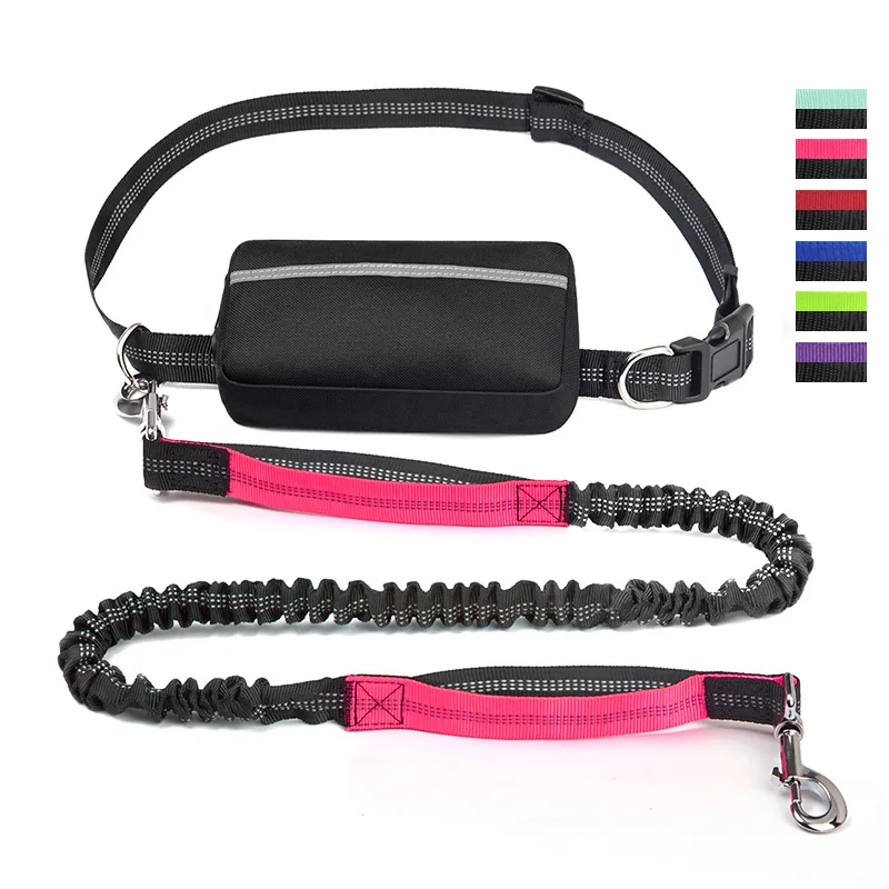 Wholesale Pet Dog Leash Outdoor Adjustable Luxury Nylon Bungee Hands Free Reflective Pet Dog Running Leash
