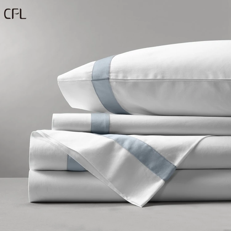 CFL Заводская поставка дешевая гостиничная кровать простыня белый узор хлопок