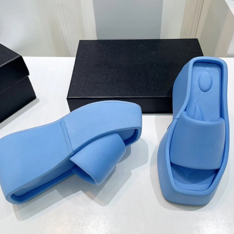 Women Colorful Wedge Slide Wholesale Luxury OEM Name Brand Ladies Outdoor Fancy Platform Slipper Wedge Shoes