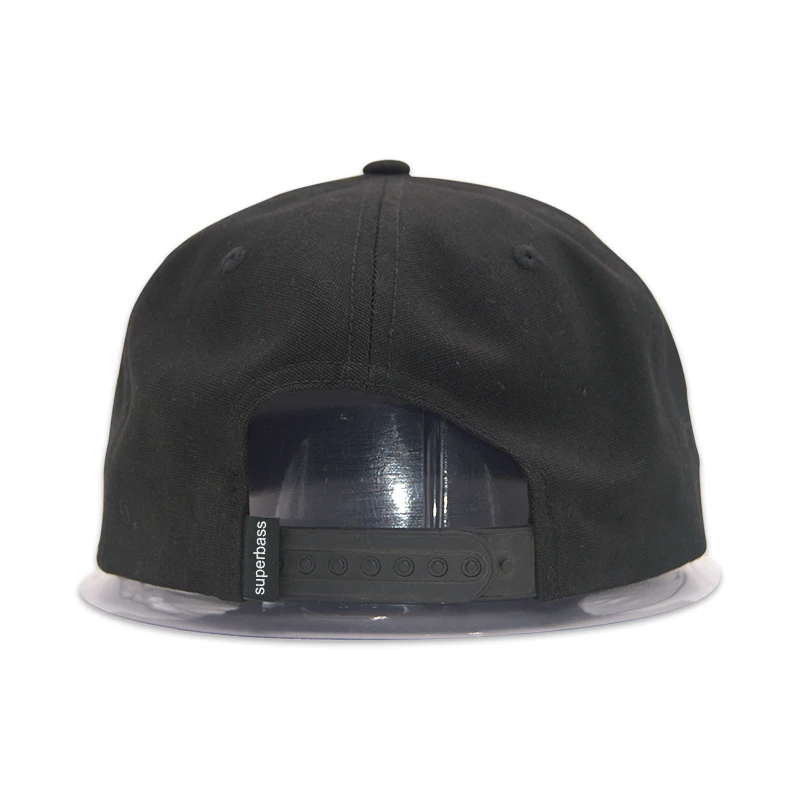 Custom Black 5 Panel Cotton Flat Embroidery Snapback  Cap