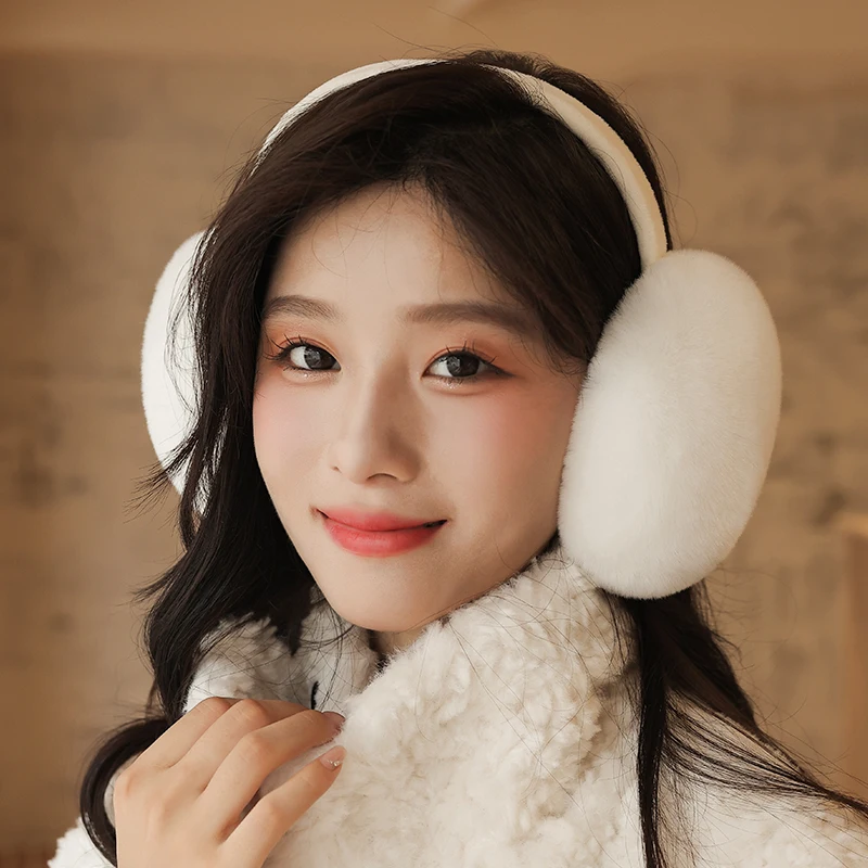 Зимние теплые наушники REXCHI де22 из искусственного меха для девочек плюшевые ветрозащитные холодной погоды