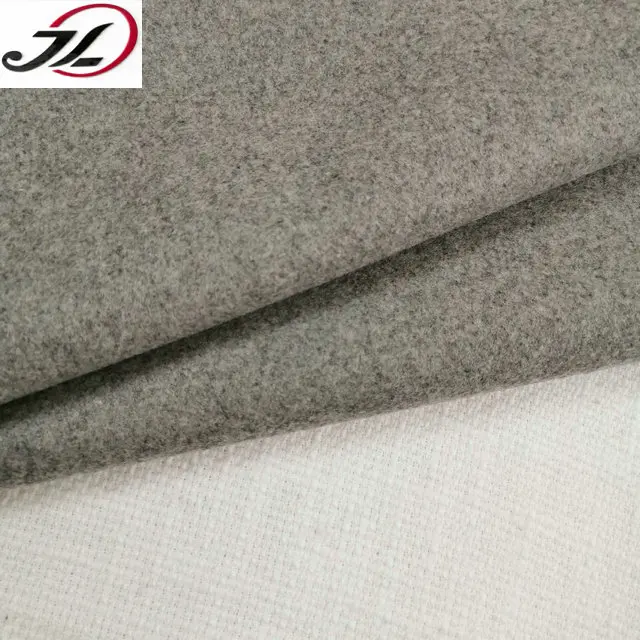wholesale melton felt poly blended plain tweed woolen fabric for overcoat