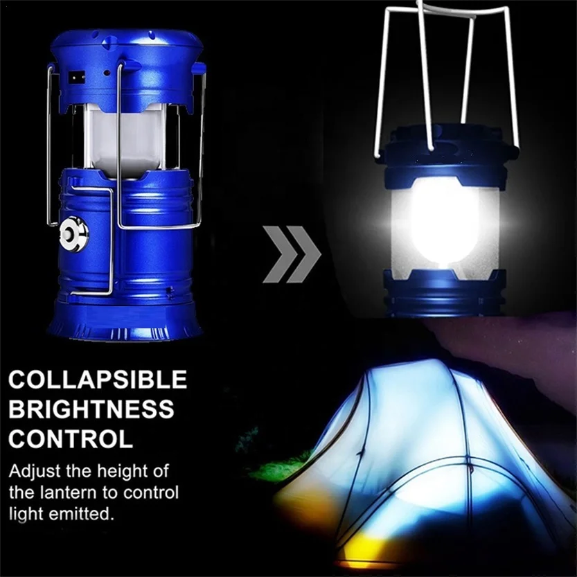 Hot Sale Outdoor Camping Lamps USB Rechargeable Lantern Solar LED Emergency Lights With Flashlight