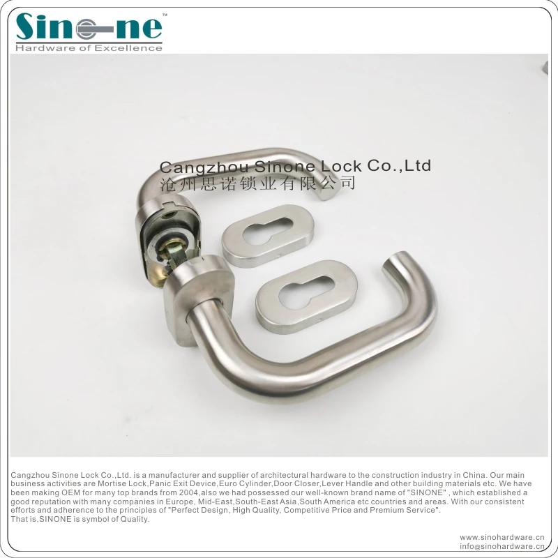 Euro Stainless Steel 304 Lever Handle for Mortise Sash Lock hollow tube with rosette Oval rose fire rated door handle EN1906
