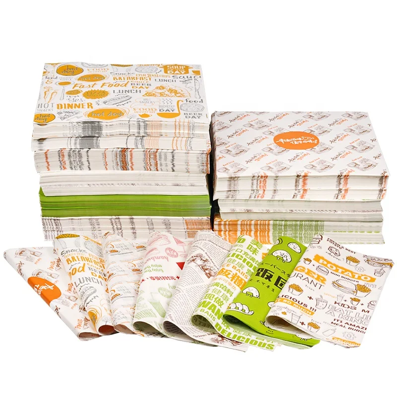 Sandwich Burger Greasepaper Baking Wax Korean Paper Food Grade Greaseproof Oilproof Butter Wrapper 28gsm Safe Wrapping Paper