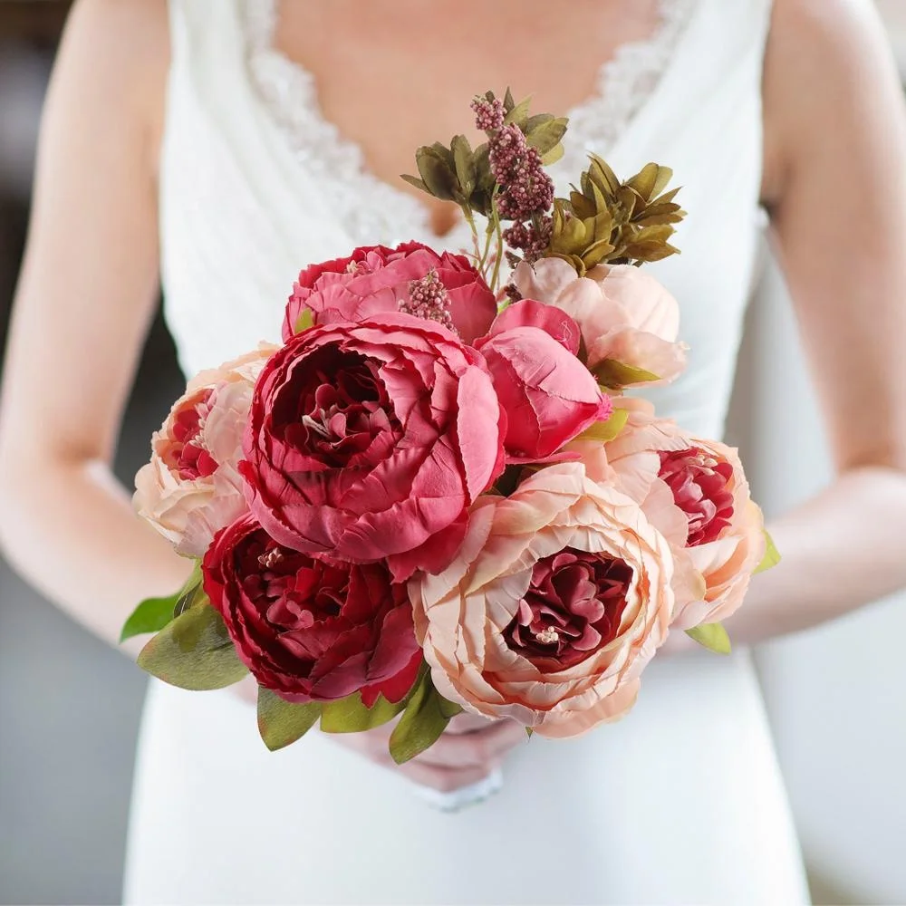 Factory wholesale High quality artificial peony flower bouquet for home wedding party decor
