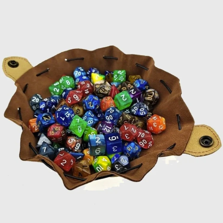 Highly Durable PU Leather Dice Pouch Drawstring Bag Folding Key Coin Dice Storage bag