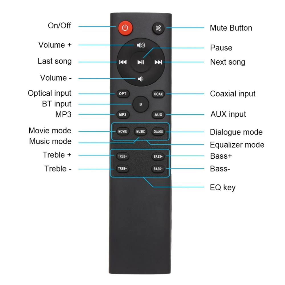 High Quality 2.0 Blue tooth Sound bar Surround Speaker For TV  Aux in Line in USB Optical coax For Home Theatre System