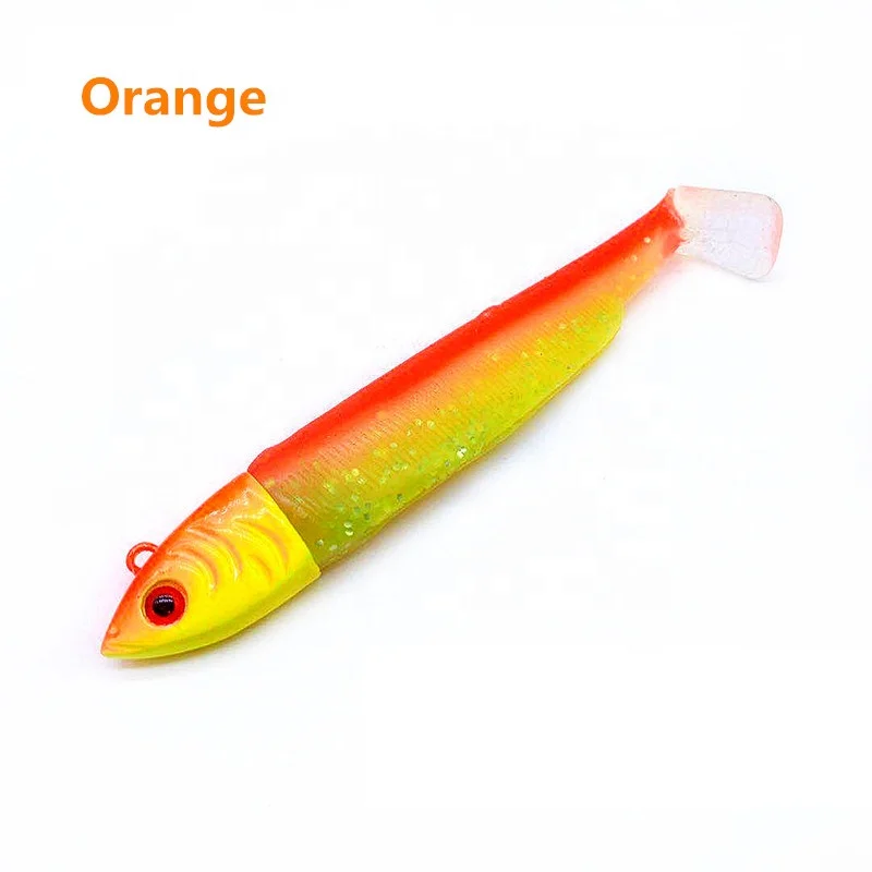 
Soft Lure Baits Red Head White Body Eel Fishing Lure Lead Jig Head Bait Pesca Tackle Wobblers Lures 