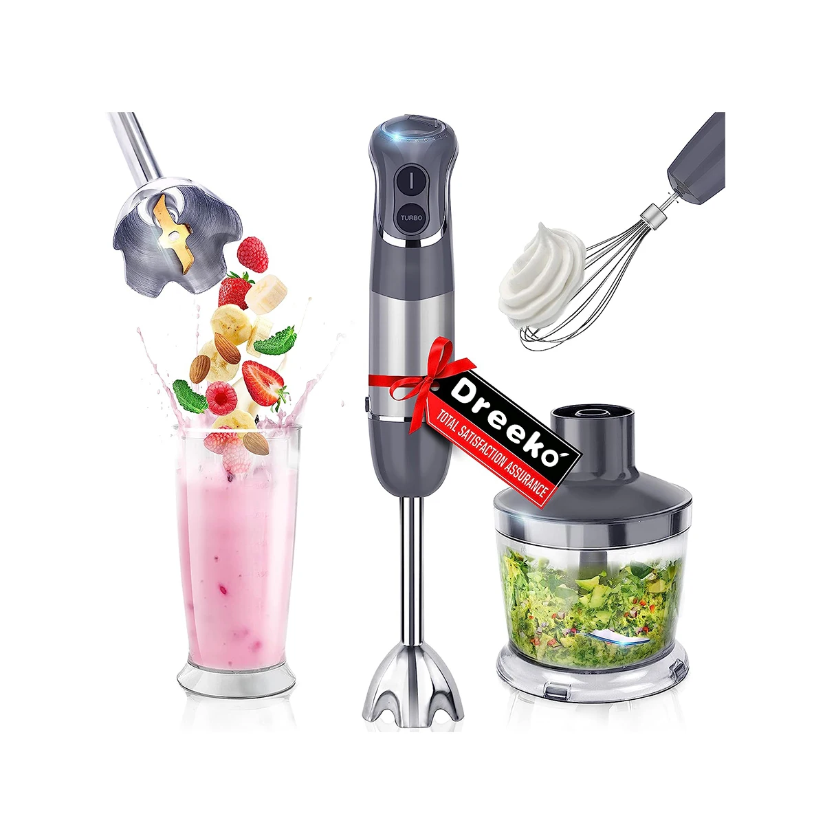 Smart Stick 800W, 12 Speed and Turbo Mode, 3-in-1, Copper Motor Immersion Blender