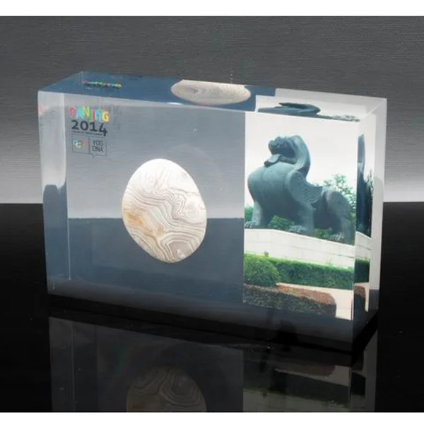 Customized Clear Acrylic Inclusions Gift Resin Embedment Acrylic Block
