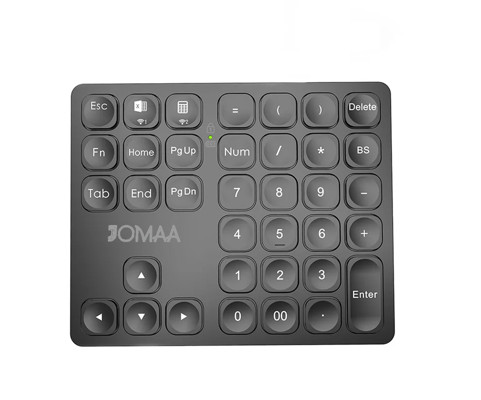 JOMAA BT wireless Number Pad Aluminum Rechargeable Numeric Keypad Wireless Number Keyboard for Laptop Windows MacBook