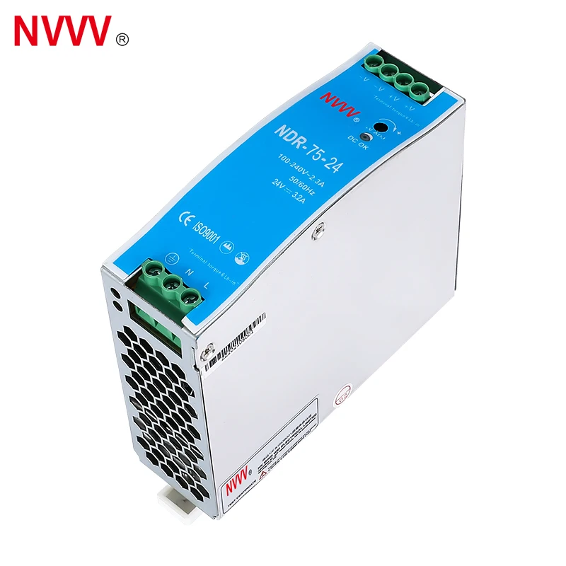 24v dc power supply din rail Slim Type DIN Rail Industrial AC-DC Ac Lab Power Supply NDR-75-24