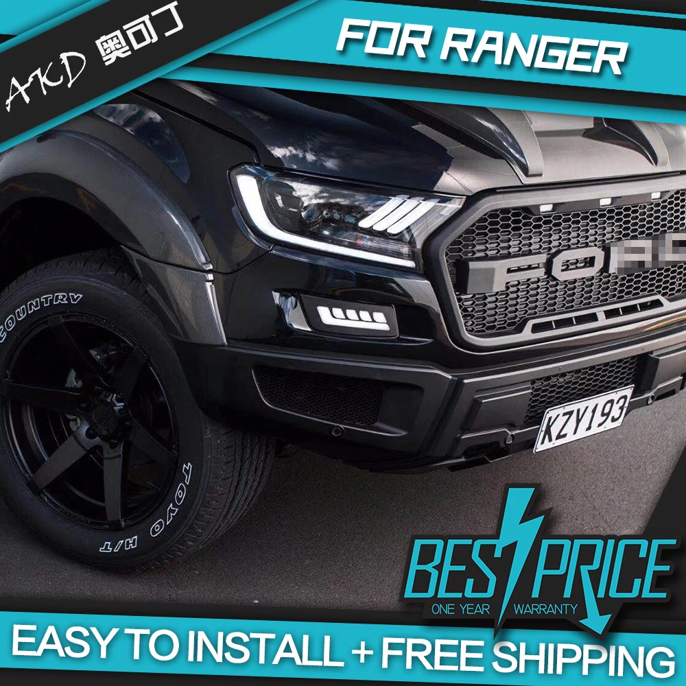 AKD Car Styling for Ford Ranger Headlight 2016-2020 Everest LED Head Lamp H7 D2H Hid Option Angel Eye Bi Xenon Beam Accessories