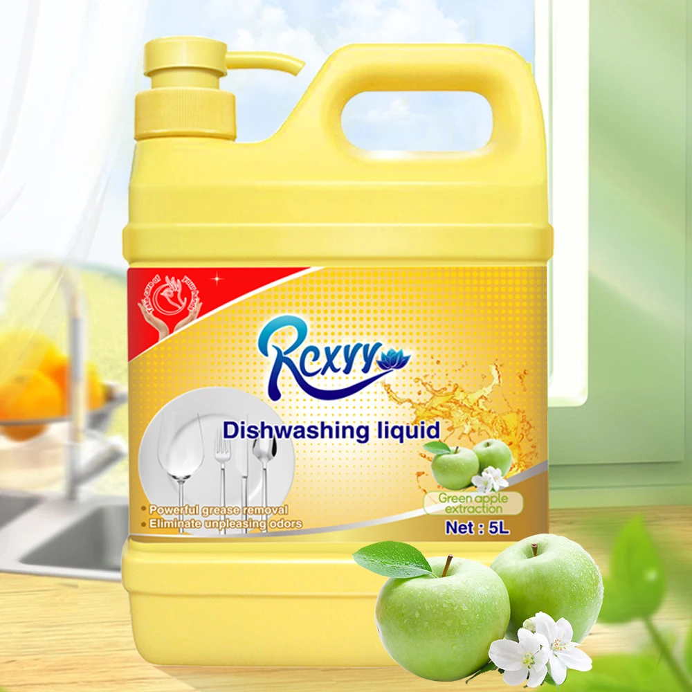 5L high-quality dishwashing liquid green apple detergent dish wash supplies