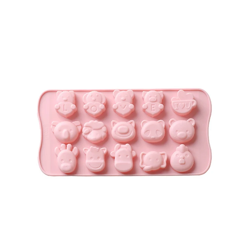 15 Grid Cartoon Animal Silicone Mold Cute Panda Elephant 3D Chocolate Cake Fudge Mold DIY Baking Tool