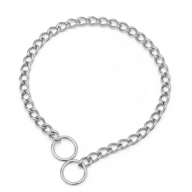 pet accessory chrome plated stainless steel pet training chain collar og choke chain collar