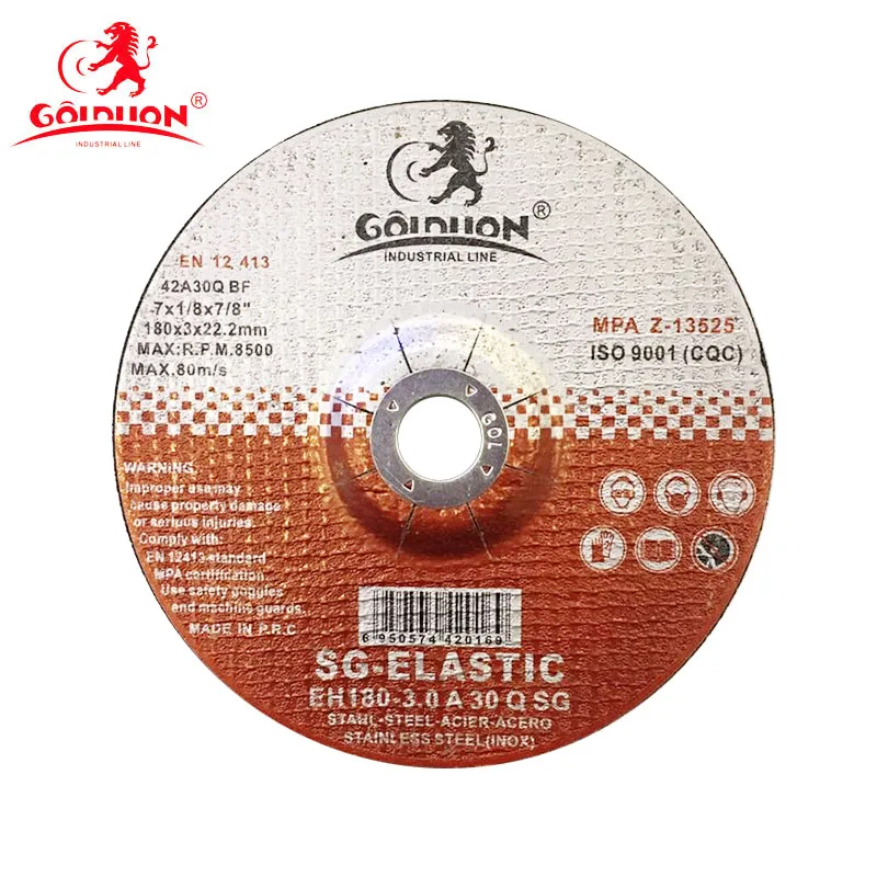 GOLDLION 7 inch high quality abrasive cutting disc for stainless steel 80m/s MPA EN12413