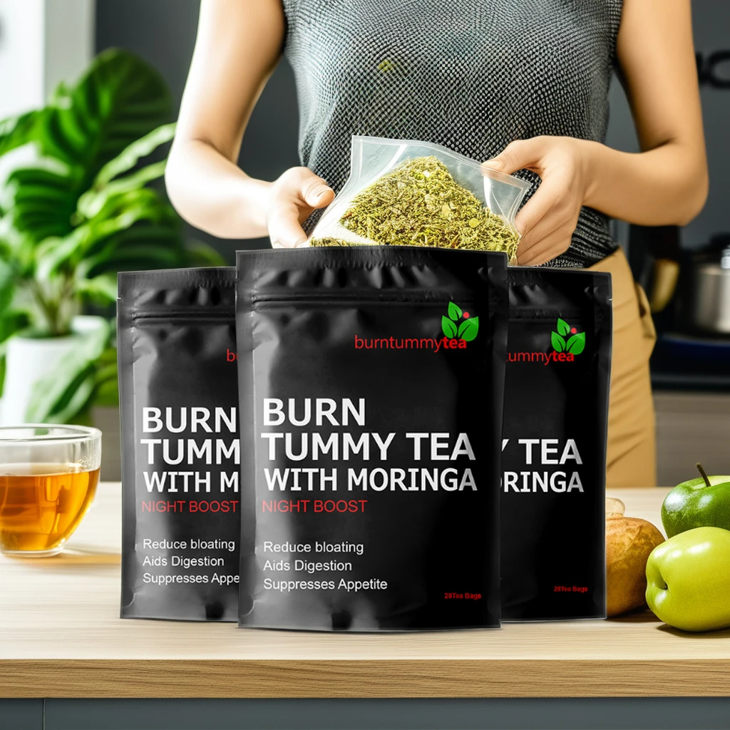 28 Days Burn Tummy Tea with Moringa Wins Town Organic Detox Herb & Vitamin Sachet Diet Herbal Tea Bag for Flat Tummy