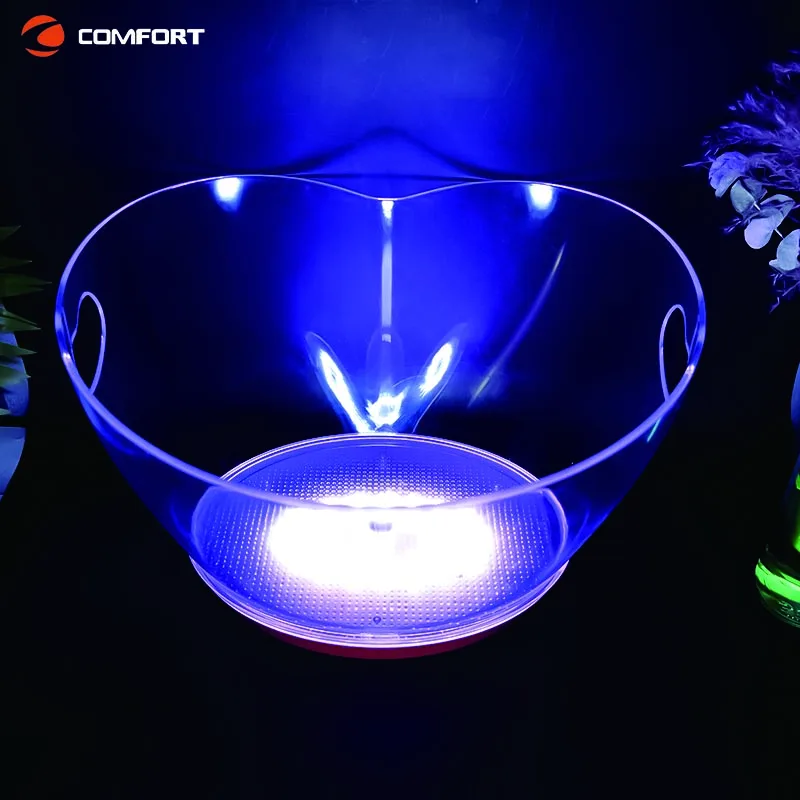 Cooling Ice Bucket Wine Ice Buckets for Parties Custom Logo 3.5L Minimalist Plastic Square Flashing Sustainable Led Ice Bucket