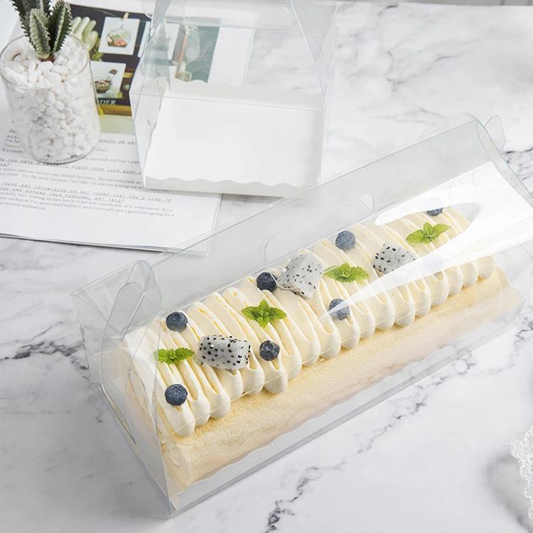 
Pet transparent portable long towel roll half roll transparent bottom support box for cake pop box packing box cake 