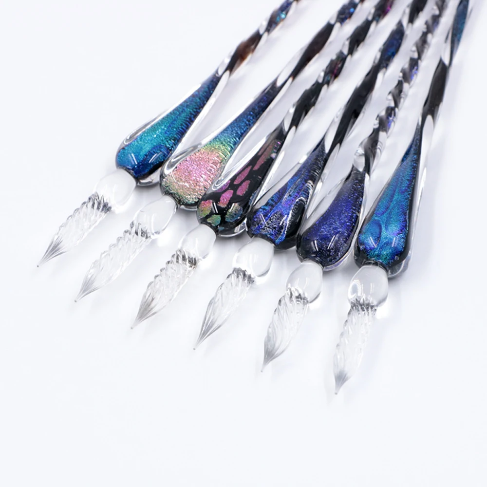 
Promotional Gift Handmade Crystal Glass Dip Pen Set Glass Fountain Pen Glasspen Calligraphy Writing Ink Holder Gift box 