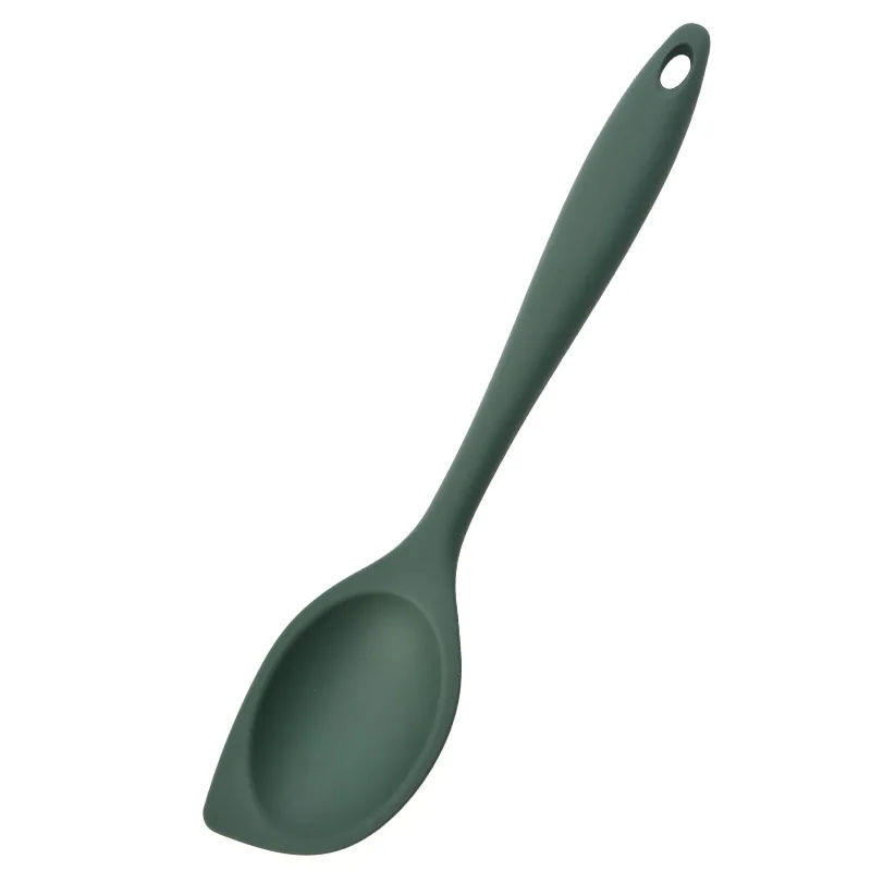 Kitchen utensils silicone spoon full tablespoon household spoon more children can use medium mixing salad spoon