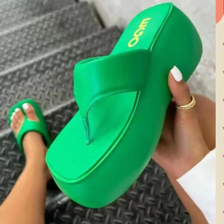 BUSY GIRL BD4491 Slides Slippers for Women and Ladies Wedge Heel Height Increasing 2023 New Platform Sandals Women Flip Flops