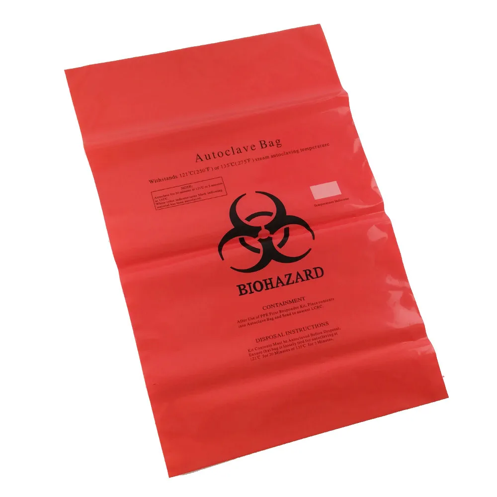 HDPE Autoclave Garbage Bag Medical Waste Bag Customized Biohazard Hospital Garbage Bag