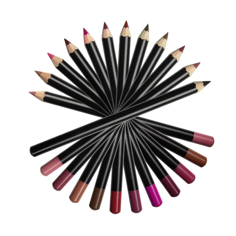 
Wholesale Wood Lipliner Waterproof Cosmetics Private Label 12 colors Lip Liner Pencil Long Lasting 