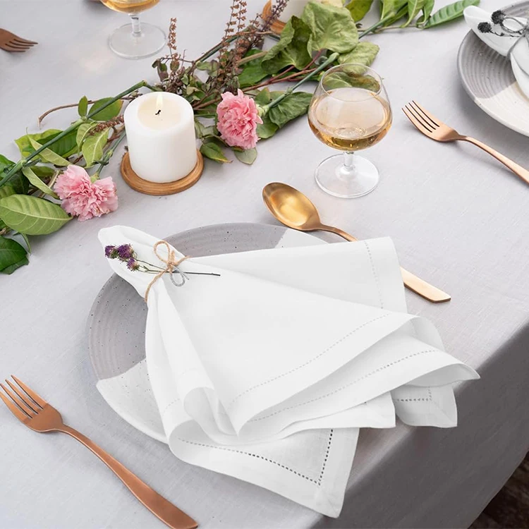 Servilletas De Lino Personalised Hemstitch Monogrammed Linen Napkins Wedding Custom Embroidery Linen Embroidered Cocktail Napkin