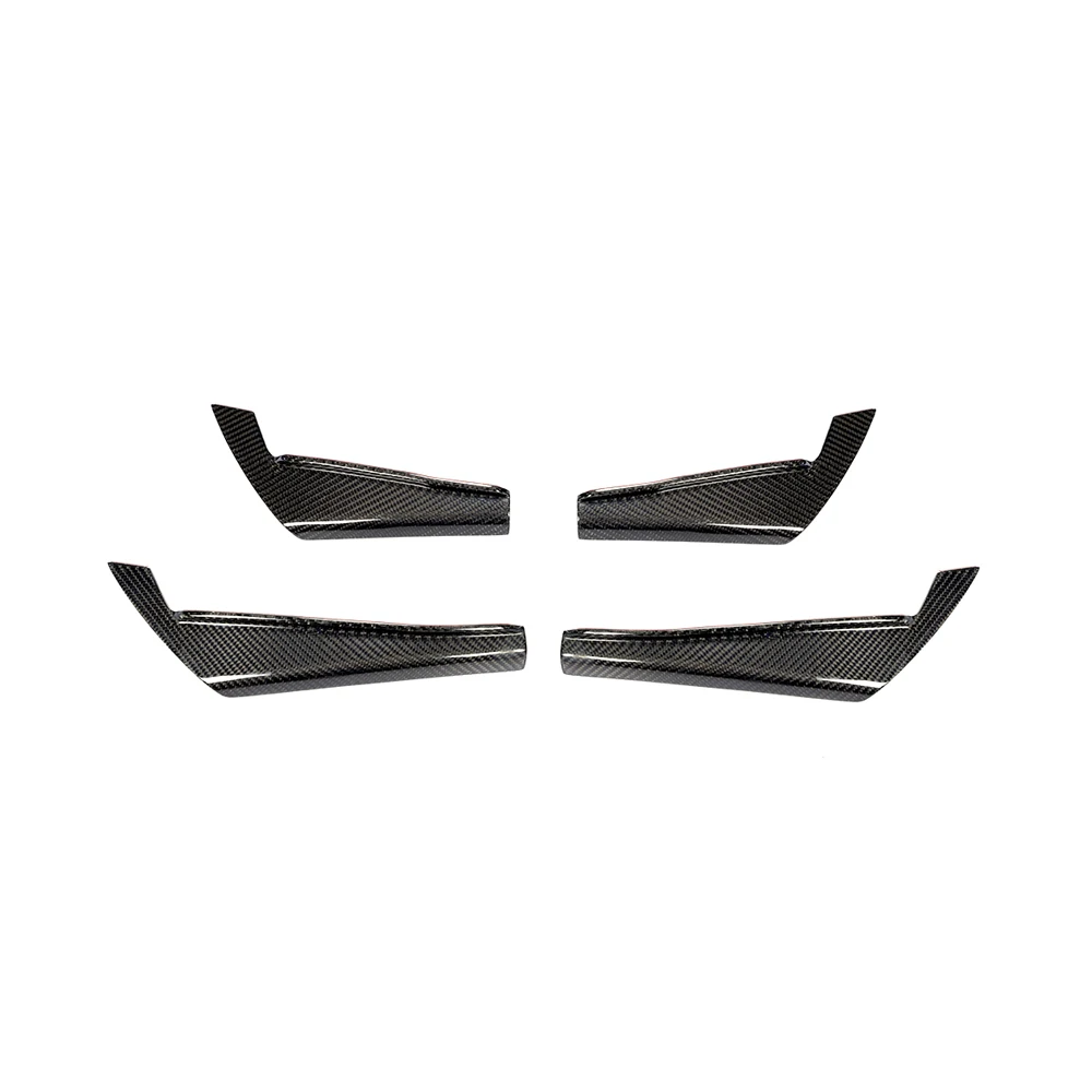 A4 B9 Carbon Fiber Car Front Bumper Canards Trims for Audi A4 RS4 2017-2019