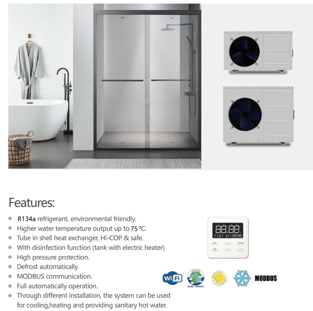 2024 Factory Direct OEM ODM SUNRAIN Split Type Air To Water Domestic Residential Sanitary Shower Hot Water Heat pump R134a