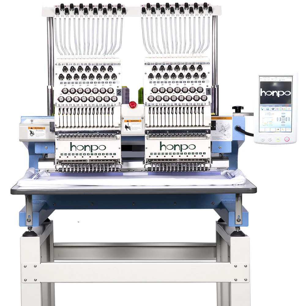 honpo Best 2  Heads Embroidery Machine 15 Needles for Caps T-shirts Pants Clothes with Computerized Embroidery
