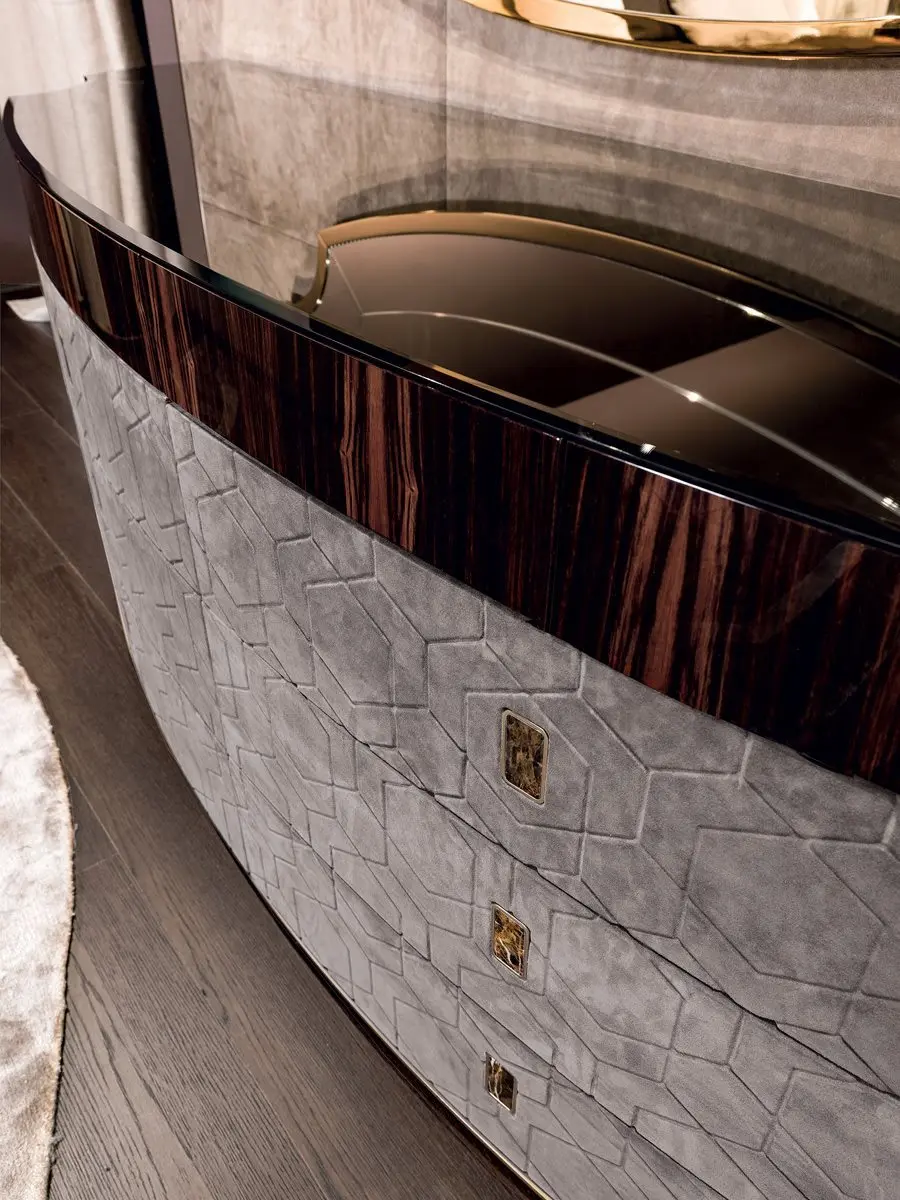 High-end Luxury Design Italian Leather Art Console Table Chest Of Drawers Bedroom Storage Drawers