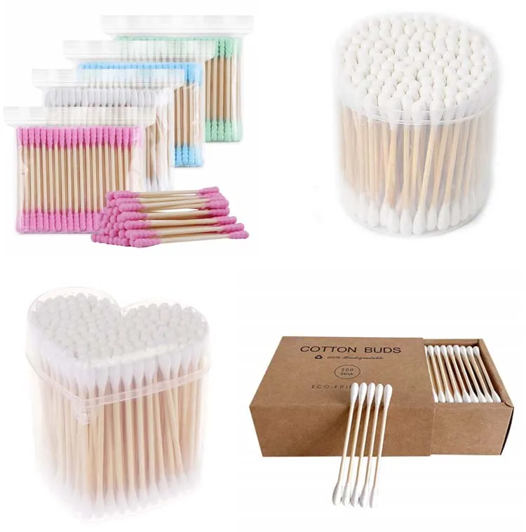 Sterile Point Tip Disposable Ear Pick Wooden Bamboo Cotton Sticks Buds Swab Applicators