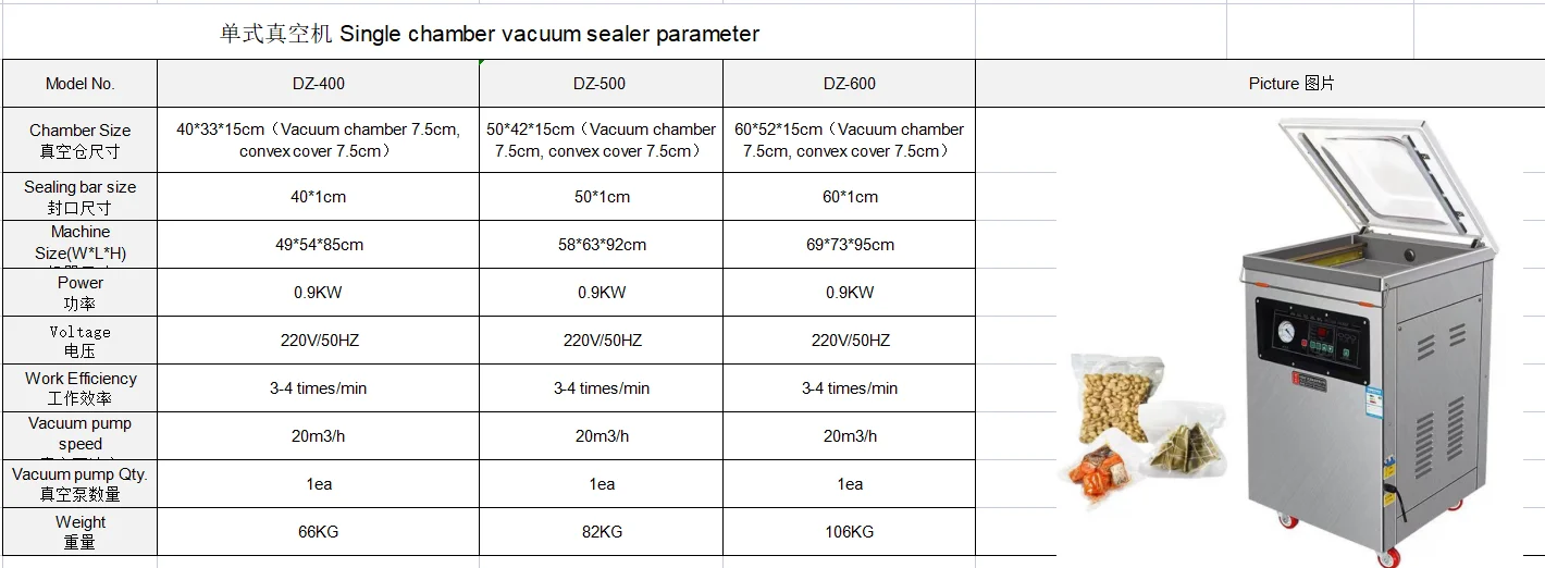 DZ500 Commercial Chicken Meat Food Single Chamber Vacuum Packing Machine Tomato Potato Onion Vacuum Sealer